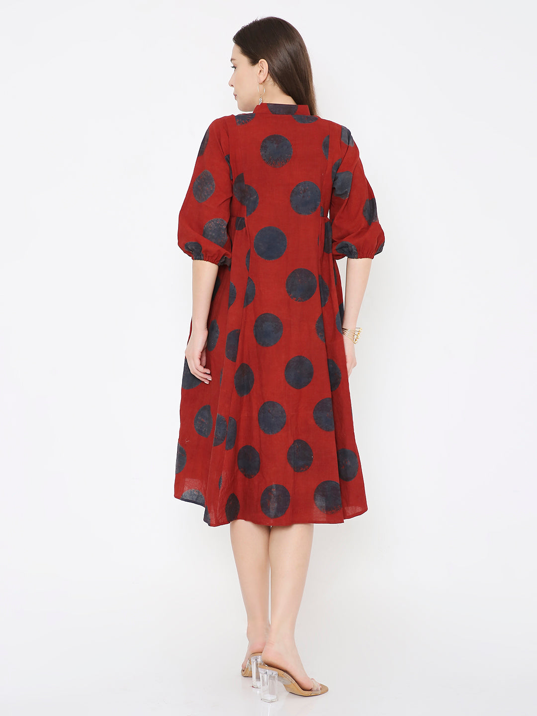 Ajrakh cotton polka dot dress